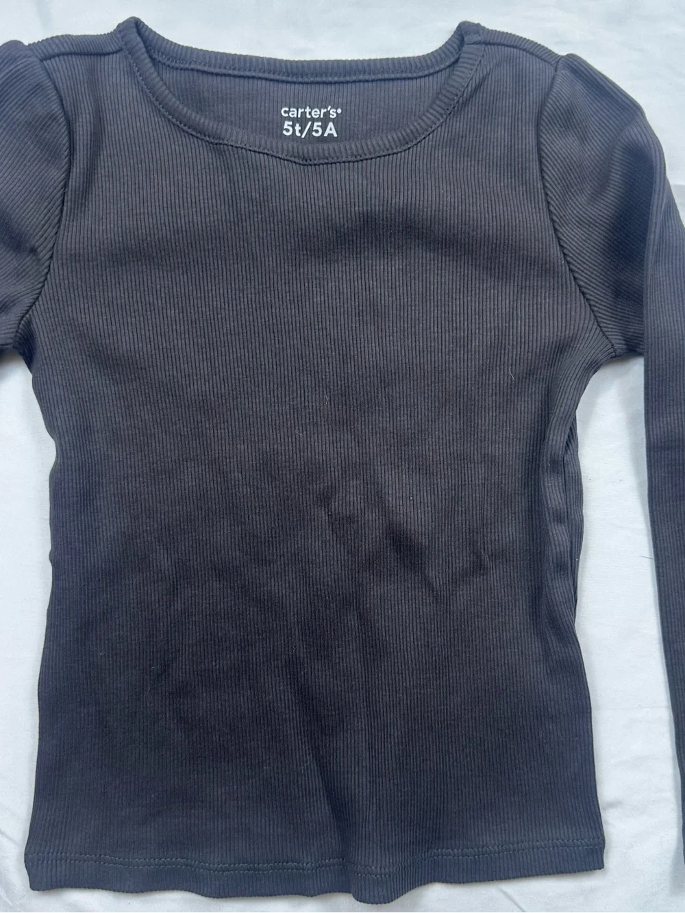 NWT Carter's Black Ribbed Crewneck Long Sleeve T-Shirt Girls 5T